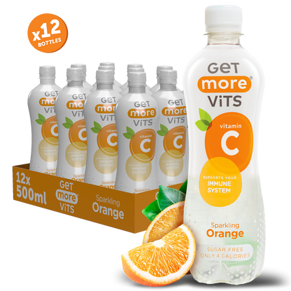 Get More Vits - Vitamin C Sparkling Orange 500ml (12 Pack) BEST BEFORE 04/26