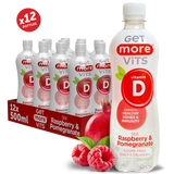 Get More Vits - Vitamin D Raspberry & Pomegranate Still 500ml (12 Pack)