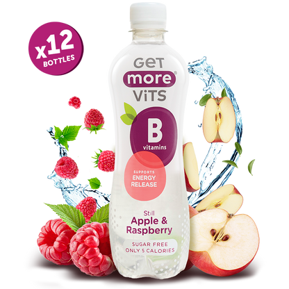 Get More Vits - Vitamin B Still Apple & Raspberry 500ml (12 Pack)