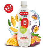 Get More Vits - Vitamin D Still Mango & Passionfruit 500ml (12 Pack)