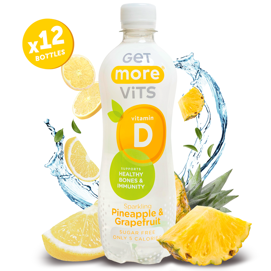 Get More Vits - Vitamin D Pineapple & Grapefruit Sparkling Drink 500ml (12 Pack)