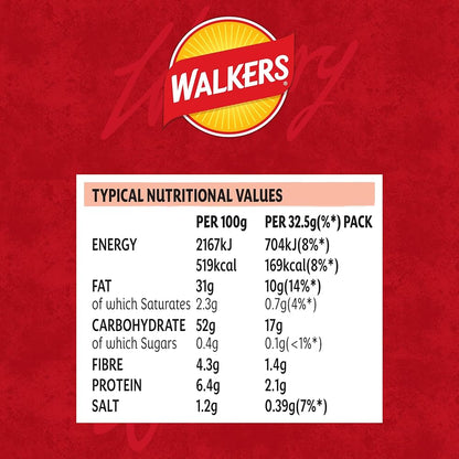 Walkers Ready Salted Crisps 32.5g - Box of 32