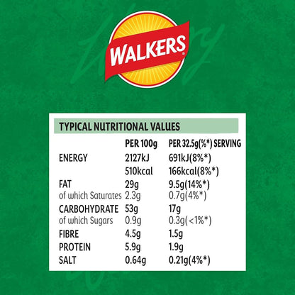 Walkers Crisps: Salt & Vinegar - 32.5g (Box of 32)