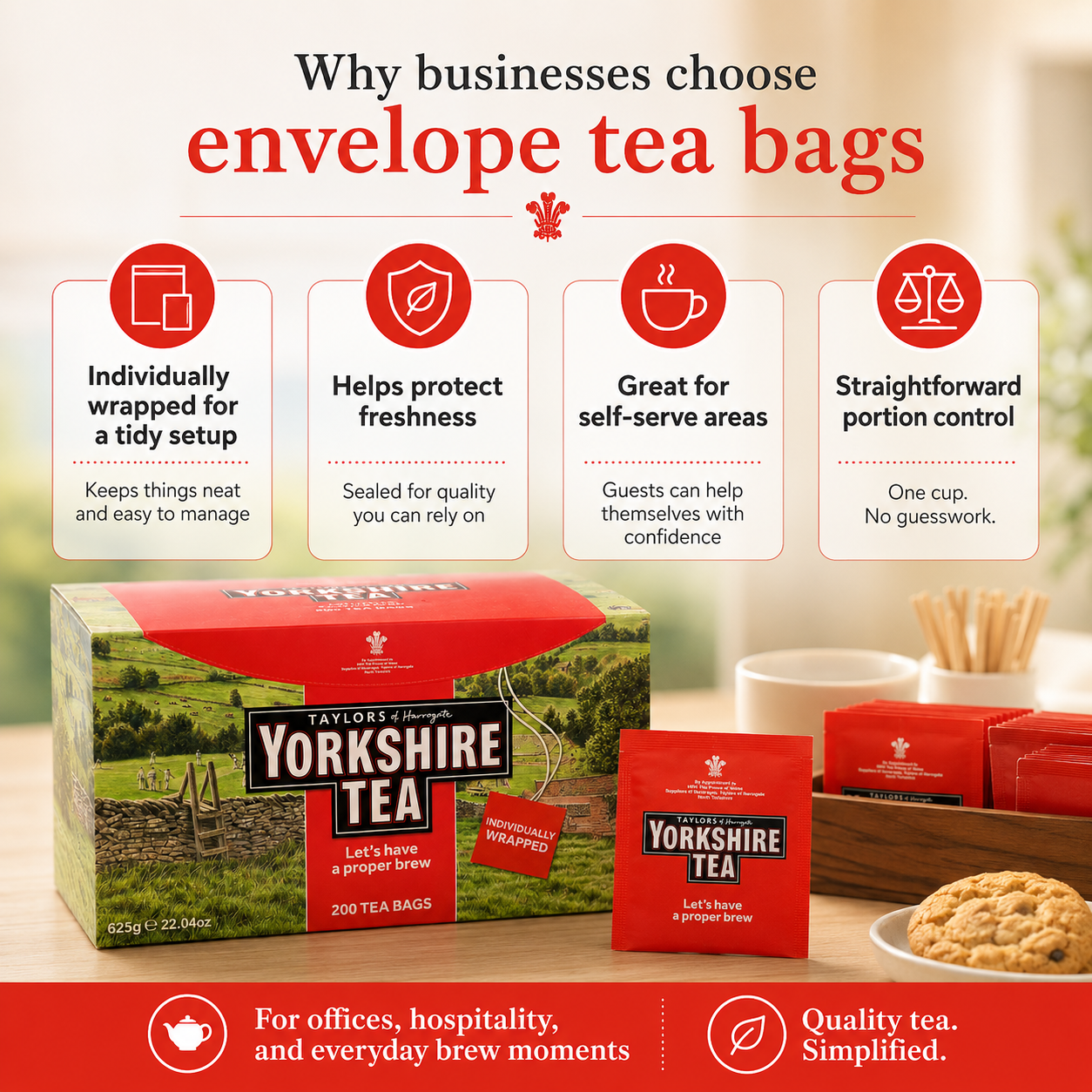 Yorkshire Tea Individually Wrapped Envelope Tea Bags – 200 Pack