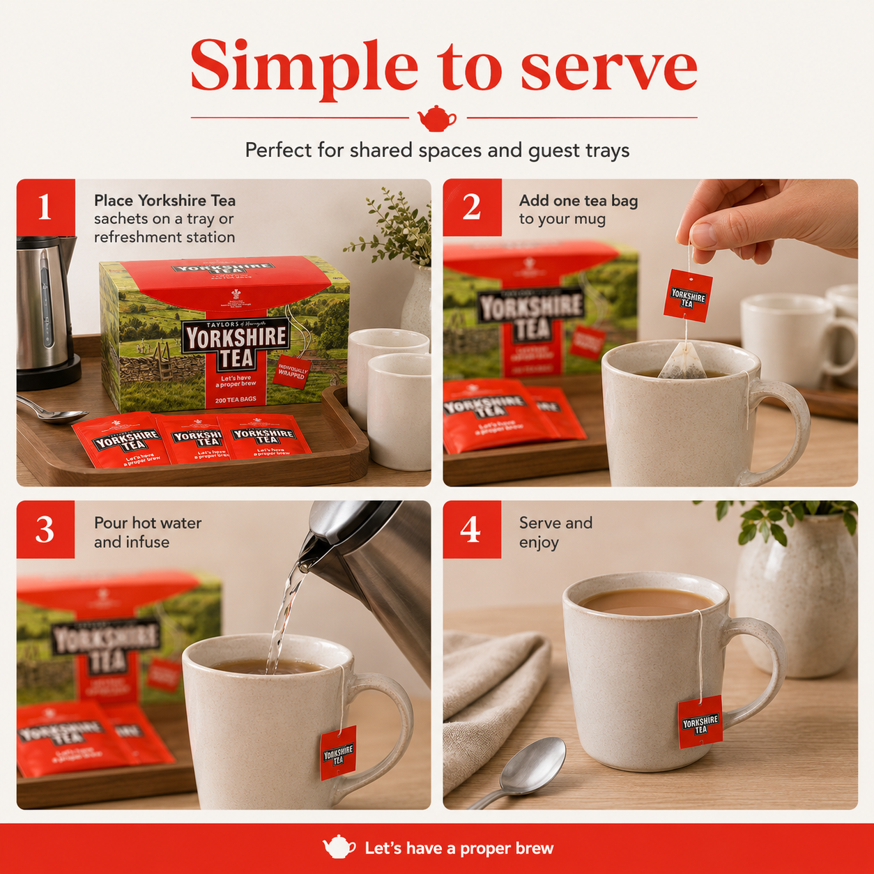 Yorkshire Tea Individually Wrapped Envelope Tea Bags – 200 Pack