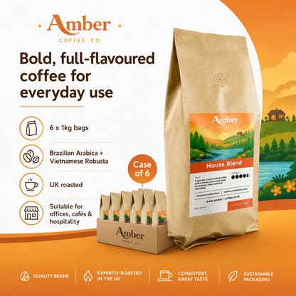 Amber Coffee Co House Blend Coffee Beans - 1kg (Case of 6)