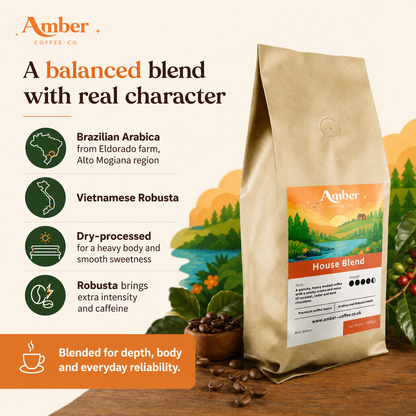 Amber Coffee Co House Blend Coffee Beans - 1kg (Case of 6)