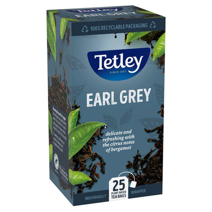 Tetley Earl Grey Individually Wrapped Envelope Tea Bags – 25 Pack