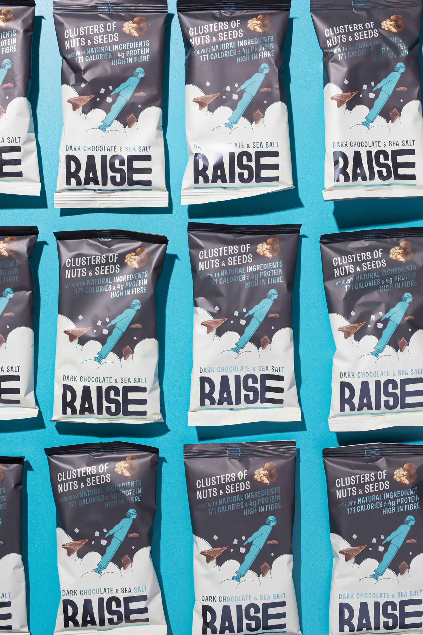 Raise Snacks Dark Chocolate & Sea Salt Clusters 35g - (Pack of 12)