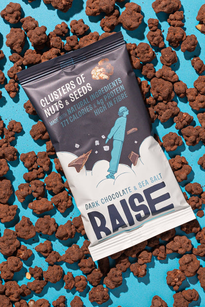 Raise Snacks Dark Chocolate & Sea Salt Clusters 35g - (Pack of 12)