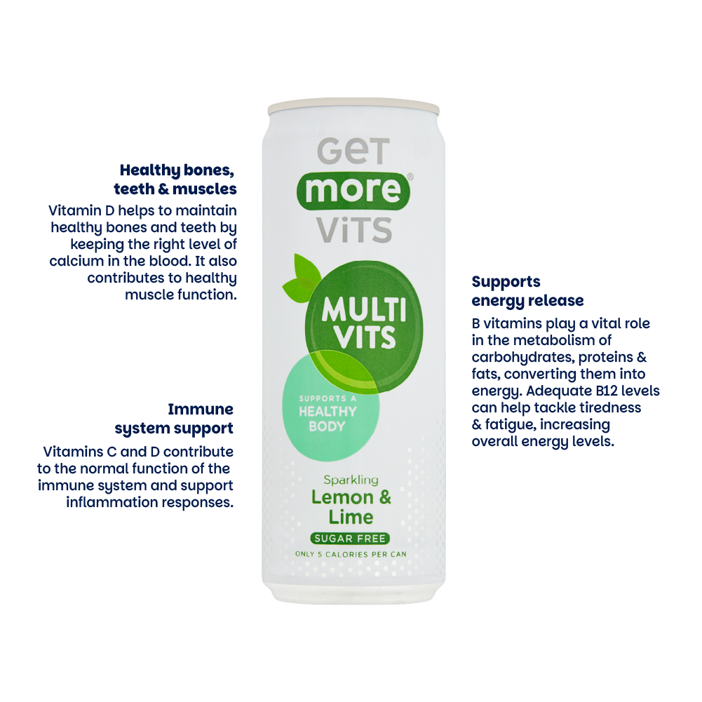 Get More Vits - Multivitamin Sparkling Lemon & Lime 330ml Can (12 Pack)
