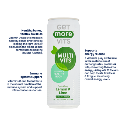 Get More Vits - Multivitamin Sparkling Lemon & Lime 330ml Can (12 Pack)