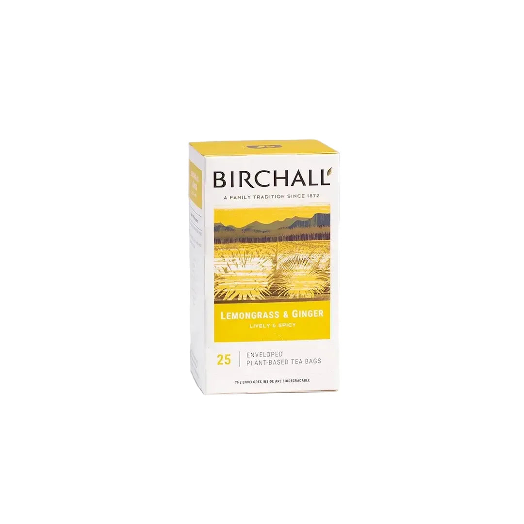 Birchall Lemongrass & Ginger Individually Wrapped Envelope Tea Bags – 25 Pack