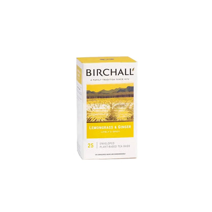 Birchall Lemongrass & Ginger Individually Wrapped Envelope Tea Bags – 25 Pack