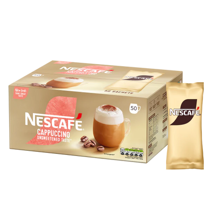 Nescafe Cappuccino Unsweetened Taste: Individual Coffee Stick Portions - (Box of 50)