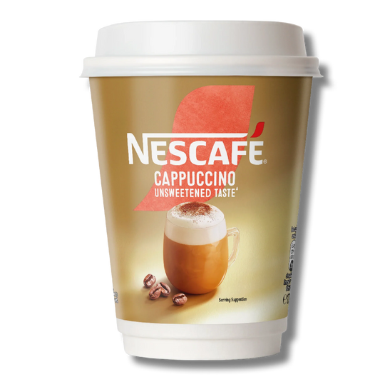 Nescafe & Go - Unsweetened Cappuccino - 12oz Foil Sealed Drinks (Pack of 8 Cups)