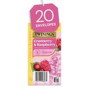 Twinings Raspberry & Cranberry Individually Wrapped Envelope Tea Bags – 20 Pack
