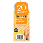 Twinings Lemon & Ginger Individually Wrapped Envelope Tea Bags – 20 Pack