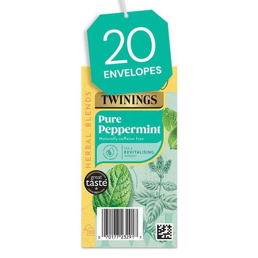 Twinings Pure Peppermint Individually Wrapped Envelope Tea Bags – 20 Pack