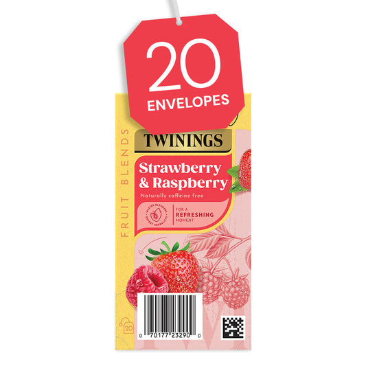 Twinings Strawberry & Raspberry Individually Wrapped Envelope Tea Bags – 20 Pack
