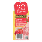 Twinings Strawberry & Raspberry Individually Wrapped Envelope Tea Bags – 20 Pack
