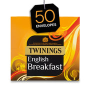 Twinings English Breakfast Individually Wrapped Envelope Tea Bags – 50 Pack