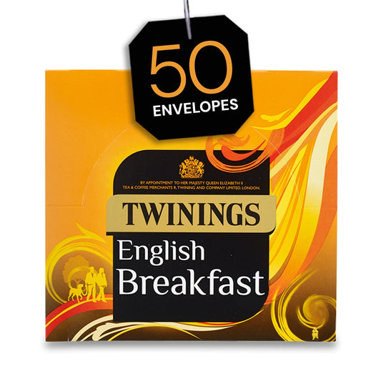 Twinings English Breakfast Individually Wrapped Envelope Tea Bags – 50 Pack