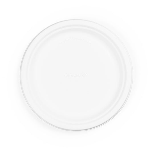 10" Bagasse Biodegradable Strong Paper Plate Round (125 Pack) - Vending Superstore