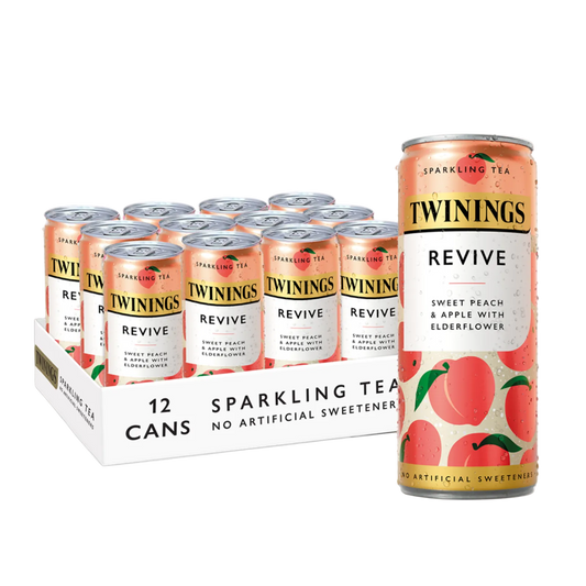 Twinings Revive Sparkling Tea - Sweet Peach & Apple With Elderflower - 12 x 250ml Cans