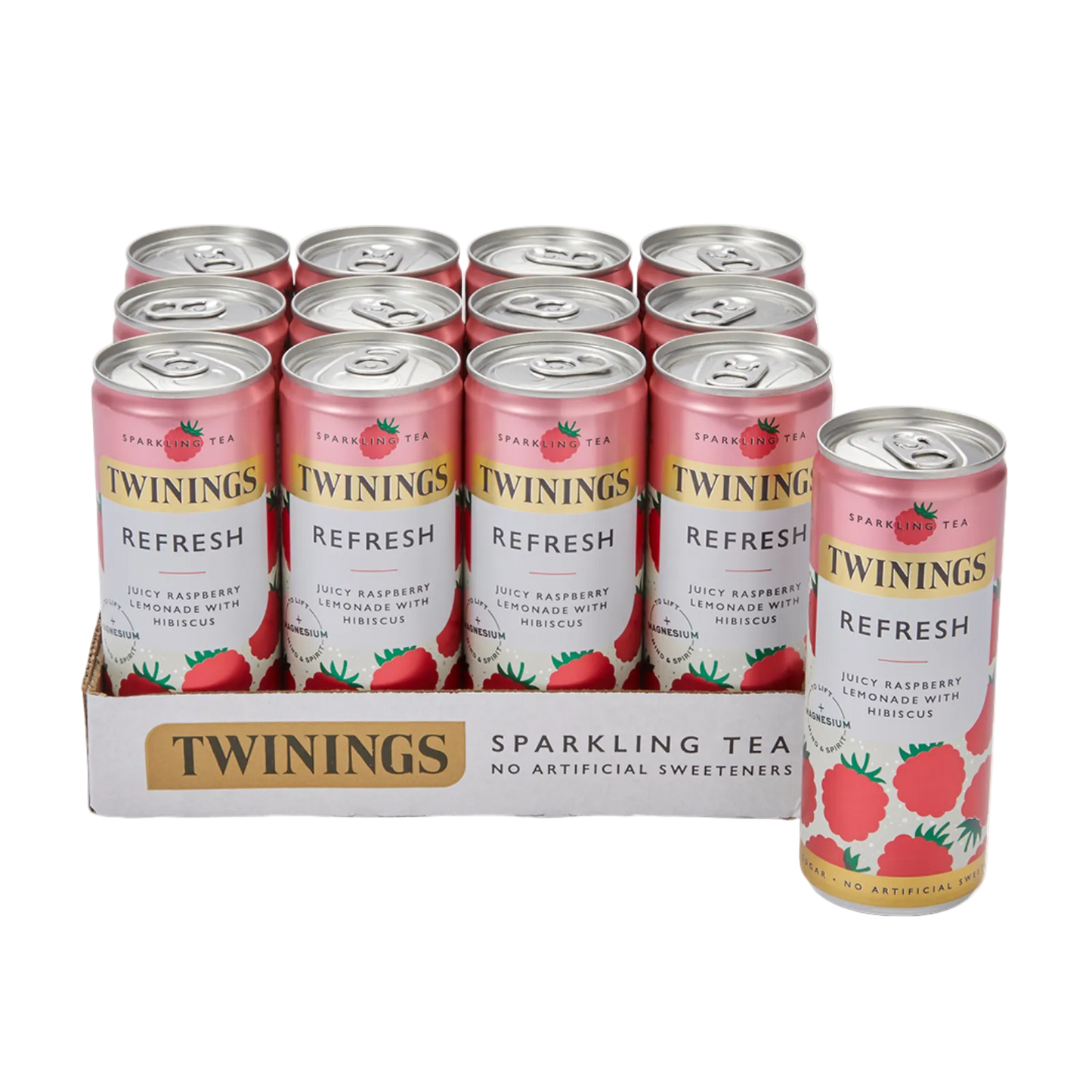 Twinings Refresh Sparkling Tea - Raspberry & Lemon With Hibiscus - 12 x 250ml Cans