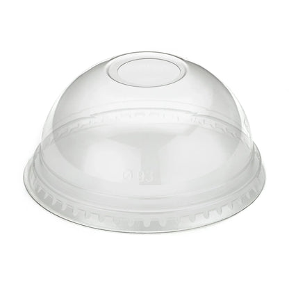 12oz Cold Cup Domed Lids with Straw Hole - rPET Smoothie Lids - Case of 1000