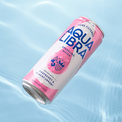 Aqua Libra Raspberry & Blackcurrant Sparkling Water Can 330ml (24 Pack)