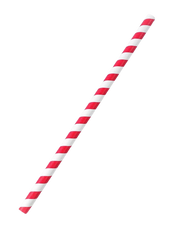 Biodegradable Red & White Paper Straws 8inch - 6mm Diameter (Pack of 250)