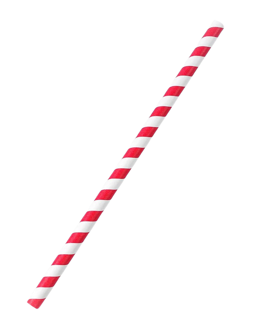 Biodegradable Red & White Paper Straws 8inch - 6mm Diameter (Pack of 250)