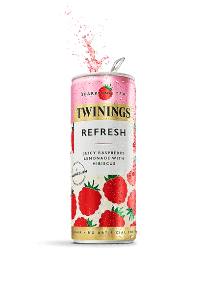 Twinings Refresh Sparkling Tea - Raspberry & Lemon With Hibiscus - 12 x 250ml Cans