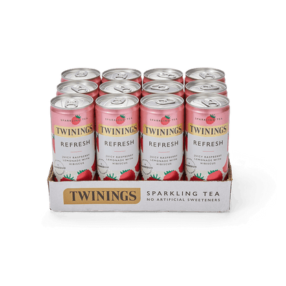 Twinings Refresh Sparkling Tea - Raspberry & Lemon With Hibiscus - 12 x 250ml Cans