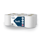 Swift White Embossed 2-Ply Professional Centrefeed Paper Rolls - Pack of 6