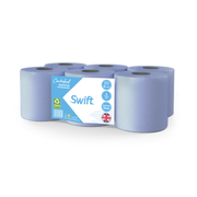 Swift Blue Economy Embossed 2-Ply Centrefeed Paper Rolls - Pack of 6