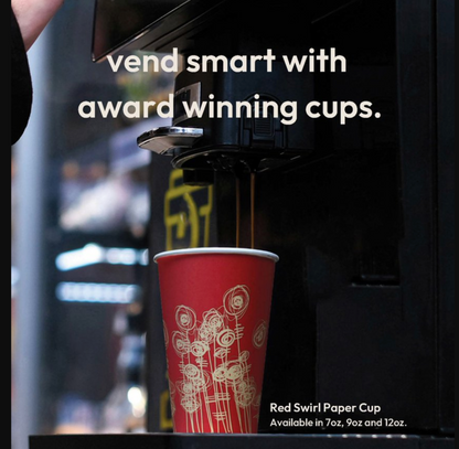9oz 'Swirl' Paper Vending Machine Cups - 73mm Diameter - (Box of 1000)