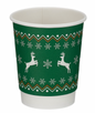 8oz Double Wall Christmas Coffee Takeaway Cups - Green Reindeer Christmas Design (Box of 500) (Code: XD04021XM)