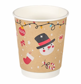 8oz Double Wall Aqueous Lined Compostable Christmas Coffee Takeaway Cups - Festive Design (Box of 500) (Code: XQ04122XM)