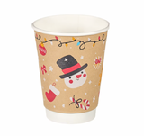 12oz Double Wall Aqueous Lined Compostable Christmas Coffee Takeaway Cups - Festive Design (Box of 500) (Code: XQ04133XM)