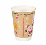 12oz Double Wall Aqueous Lined Compostable Christmas Coffee Takeaway Cups - Festive Design (Box of 500) (Code: XQ04133XM)