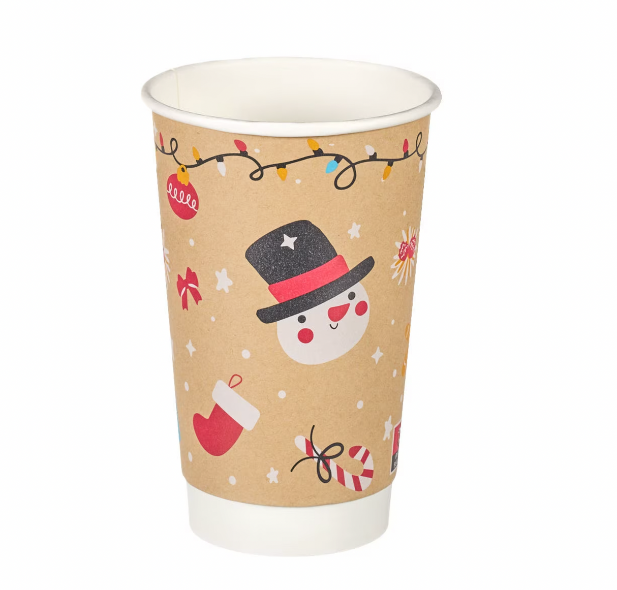 16oz Double Wall Aqueous Lined Compostable Christmas Coffee Takeaway Cups - Festive Design (Box of 500) (Code: XQ04144XM)