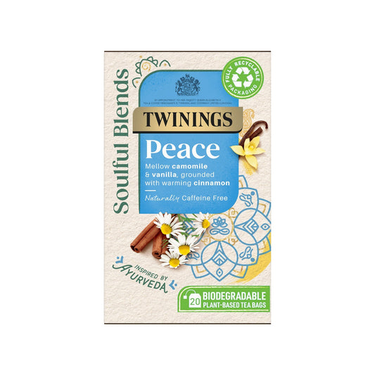 Twinings Soulful Blends Peace Vanilla & Cinnamon Camomile Individually Wrapped Envelope Tea Bags – 20 Pack