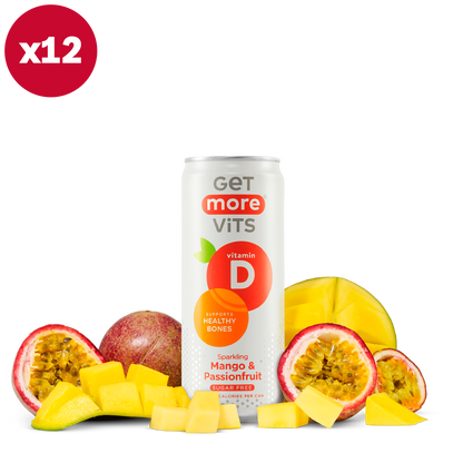 Get More Vits - Vitamin D Sparkling Mango & Passionfruit 330ml Can (12 Pack)