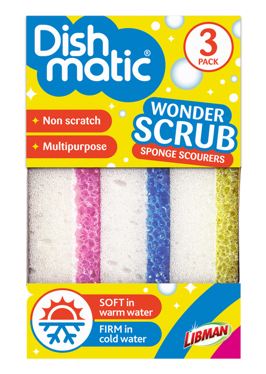 Dishmatic Wonder Scrub Sponge Scourers - Pack of 3