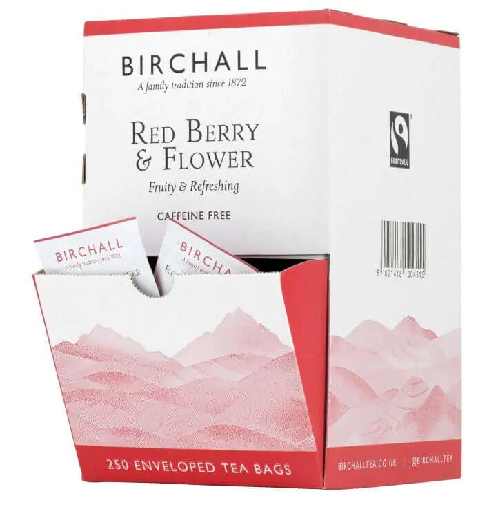 Birchall Tea - Red Berry & Flower 250 Individually Wrapped Envelope Tea Bags (Fairtrade) - Vending Superstore