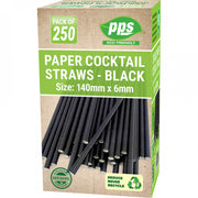 Black Paper Cocktail Straws 6x140mm - Pack of 250