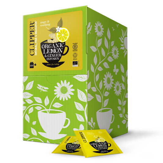 Clipper Organic Lemon & Ginger Individually Wrapped Envelope Tea Bags – 250 Pack